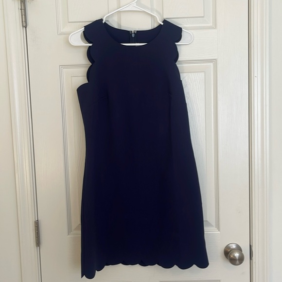 J. Crew Navy Blue Scallop Dress - Picture 2 of 5